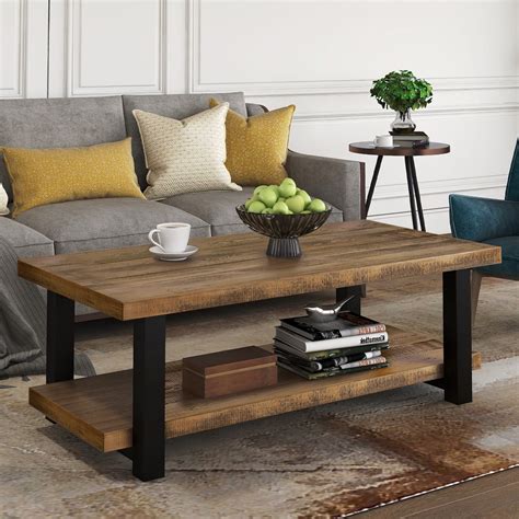 Black Rectangle Coffee Table With Shelf Evelynandzoe Contemporary Metal