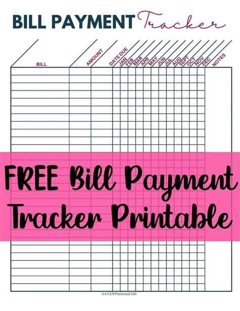 Free Printable Monthly Bill Payment Log A Centsational Life
