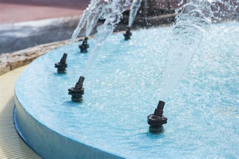 Close Up Of A Fountain With Water Flowing Stock Photo Image Of