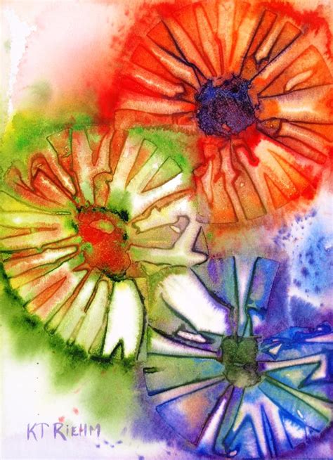 Florals In Tertiary Colors Red Orange By Karen Riehm