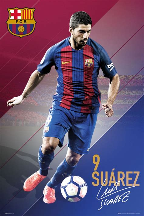Plakat Sportowy Do Pokoju Fc Barcelona Luis Suarez Z Piłką Sklep Nice