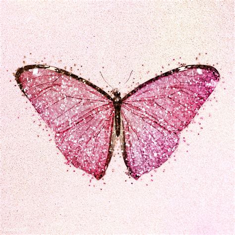 Glitter Pink Butterfly Design Element Premium Image By