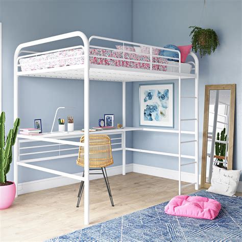 21 posts related to full size loft beds with desk. DHP Metal Loft Bed with Desk, Full Size Frame, White Metal ...