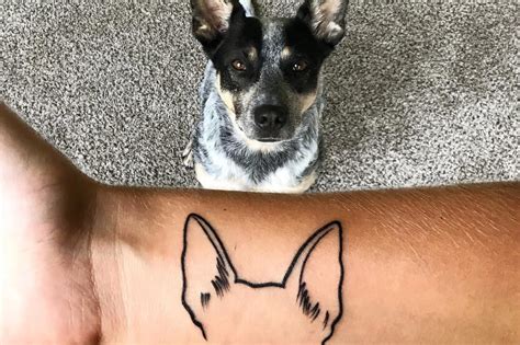 Minimalist Husky Outline Tattoo