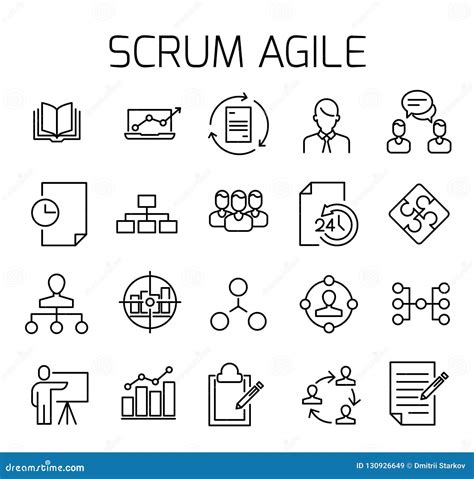 Scrum Agile Related Vector Icon Set Stock Vector Illustration Of