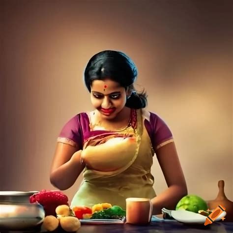 Kerala Girl Cooking In The Kitchen