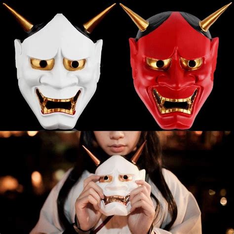 Japanese Buddhist Evil Oni Noh Hannya Mask Halloween Costume Horror