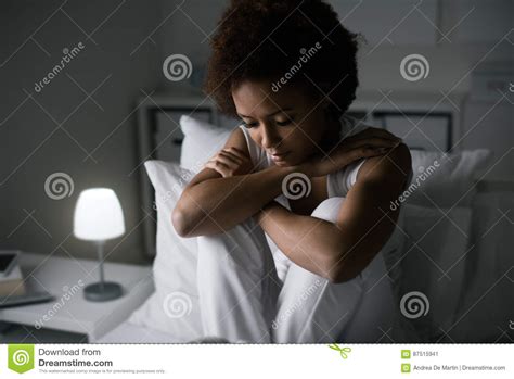 Depressed Woman In Her Bed Stock Image Image Of Insomnia 87515941