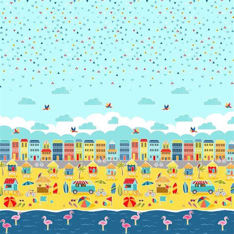Makower Pool Party Double Border 100 Cotton Fabric My Sewing Box