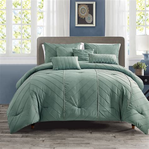 Hgmart Polyester Comforter Set Queen Green 7 Pieces