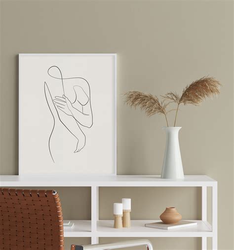 Elegant One Line Body Drawing Minimalist Abstract Nude Line Etsy