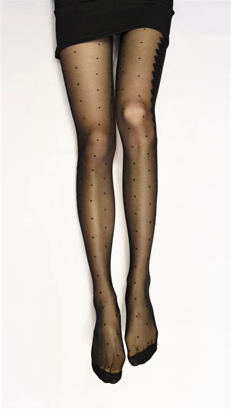 D Sheer Jacquard Pantyhose Bgax Polka Dots Serrated Side Line