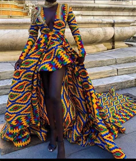African Ghana Clothingwomen Kente Wedding Promafrican Women Etsy Long African Dresses Kente