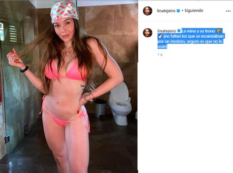 lina tejeiro foto en bikini y en un baño con tasa abierta canal 1
