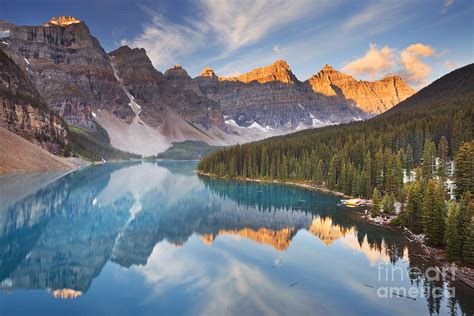Moraine Lake At Sunrise In Banff National Park In Canada Photograph By