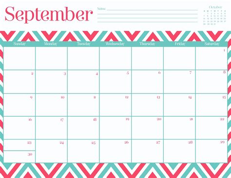Free Printable Sept Calendar