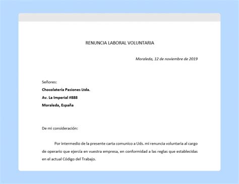 Modelo De Carta De Renuncia Voluntaria Peru Word Financial Report Images