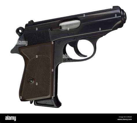 Close Up Of Pistol Against White Background Stock Photo Alamy