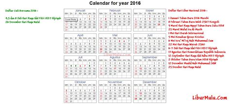 Kalender Indonesia 2016 Hari Libur Nasional Dan Cuti