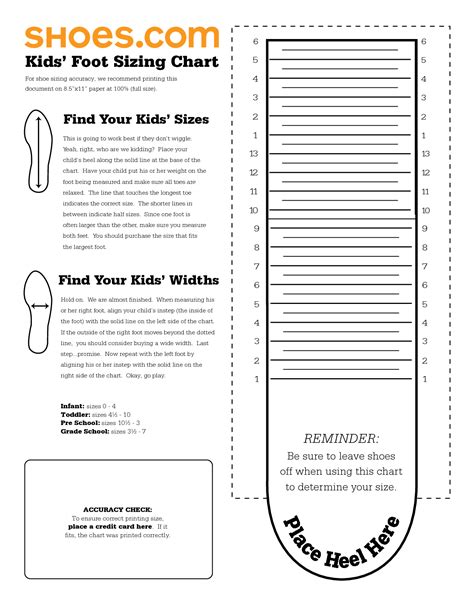 Printable Child Chart Size Chart For Kids Shoe Size Chart Kids
