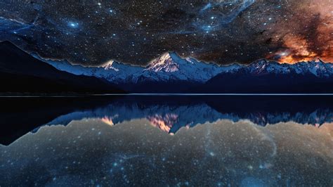 Fondos De Pantalla Galaxia Lago Agua Reflexión Cielo Estrellas