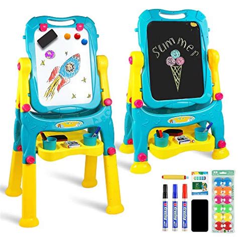Tomons Adjustable Height Kids Easel Double Sided Whiteboard