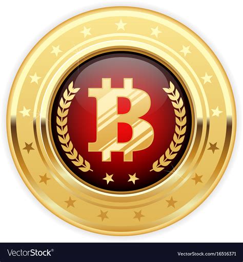 Bitcoin Symbol On Gold Medal Cryptocurrency Icon
