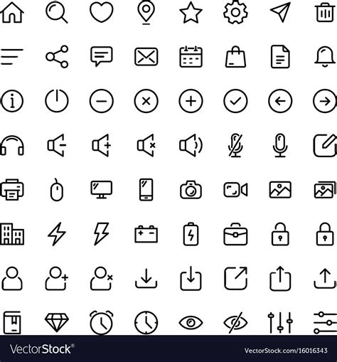Basic Line Icon Set For Web And Mobile Royalty Free Vector