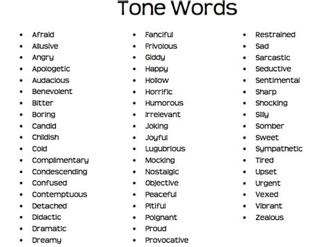 Image Result For Tone Examples Listtt Tone Words Tone Examples Words