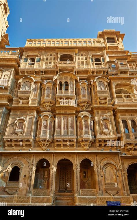 Facade Of Beautiful Ornated Patwon Ki Haveli Jaisalmer Rajasthan