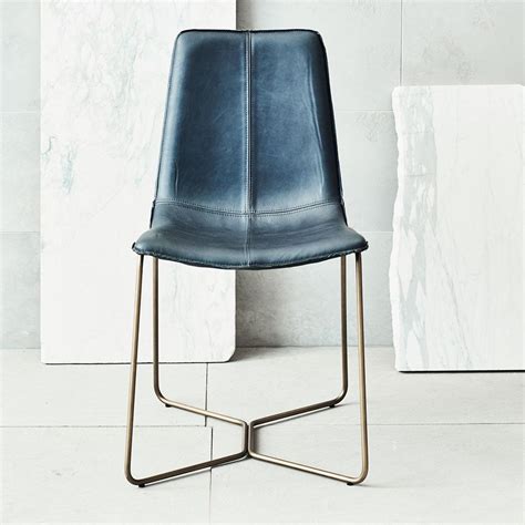 Brass leg leather dining chair. Slope Leather Dining Chair - Antique Brass | west elm UK
