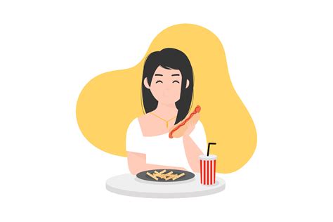 Illustration Person Eating Junk Food Grafika Przez Uppoint Design