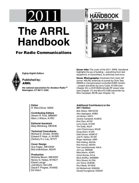A short summary of this paper 20 full pdf related to this paper.arrl lab  a low frequency adapter for your vector network analyzer (vna) by jacques. The ARRL Handbook for Radio Communications 2011 - PDF Archive
