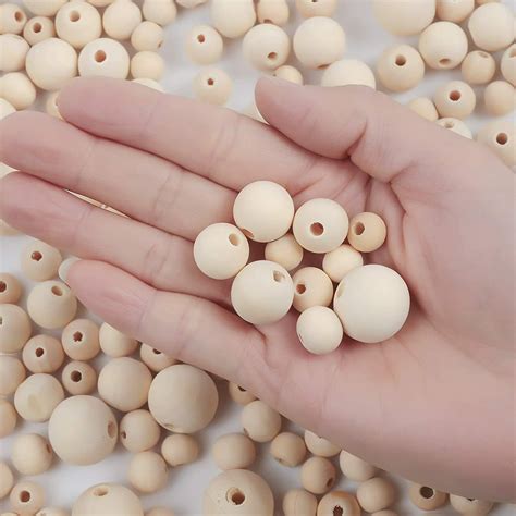 300pcs 20mm Wooden Beads Natural Unfinished Round Wood Loose Beads Wood