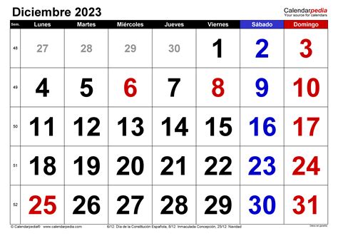 Calendario Diciembre 2023 En Word Excel Y Pdf Calendarpedia