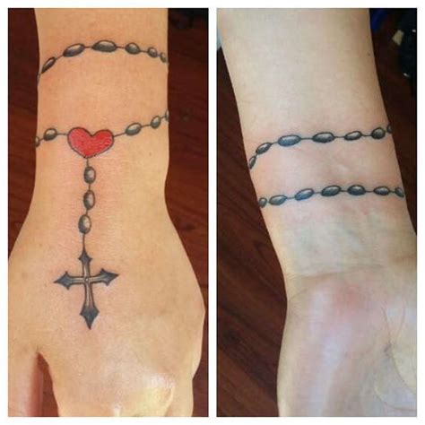 Men show off his chain necklace cross tattoo 40 Holy Rosary Tattoos, Rosary Beads, Rosary Cross