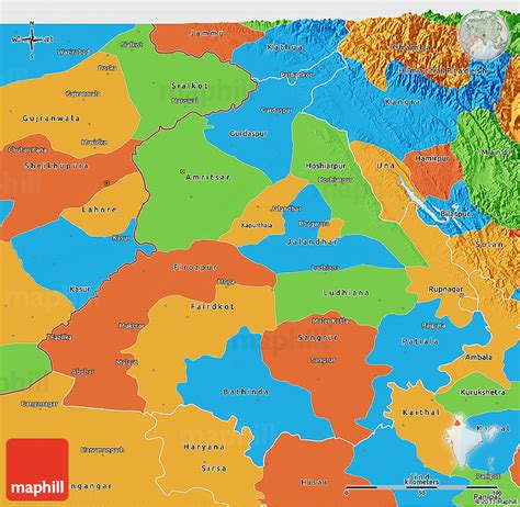 Political 3d Map Of Punjab
