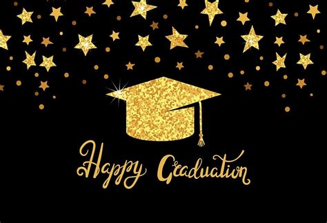 7x5ft Gold Stars Graduation Cap Happy Congratulation Graduate Grad