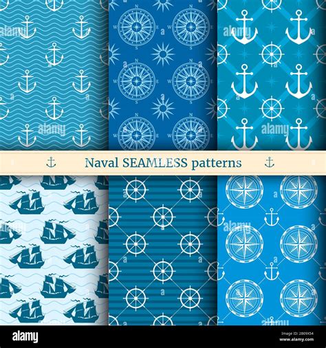 marine nautical sea vector seamless patterns set nautical background collection illustration