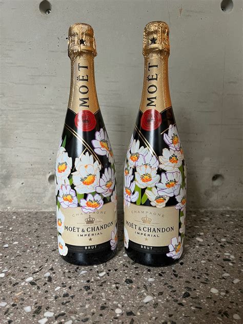 Custom Hand Painted Champagne Bottle Ml For Wedding Etsy