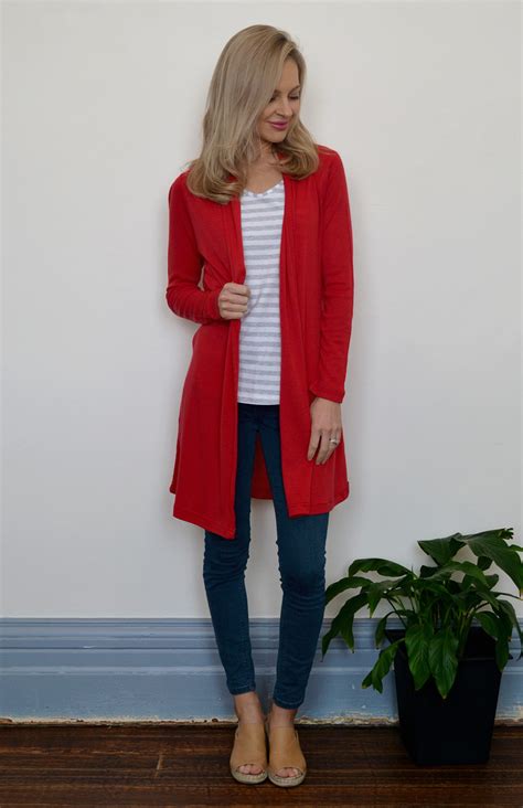 Drape Cardigan Womens Flame Red Wool Drape Cardigan With No Buttons