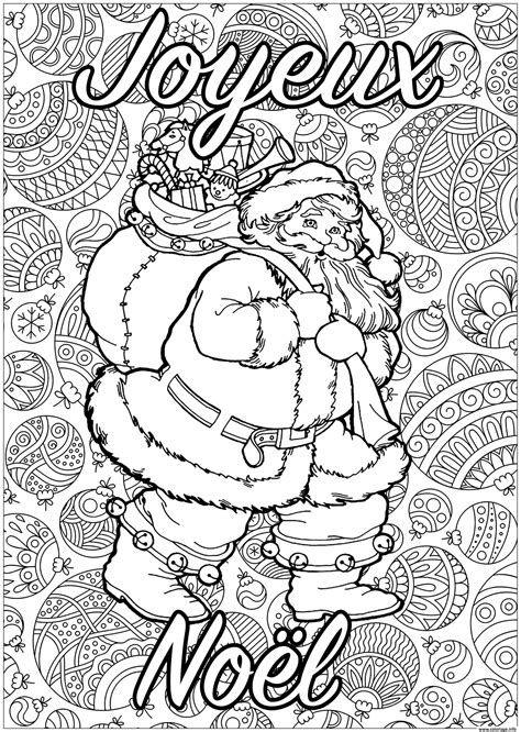 Coloriage Adulte Pere Noel Joyeux Noel Dessin Noel Adulte à Imprimer