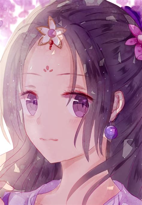 Download Wallpaper 1440x2630 Beautiful Anime Girl Purple Eyes Cutie