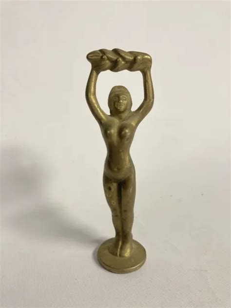 VINTAGE CAST BRASS Art Deco Nude Lady Woman Figure Bust Statue Metal