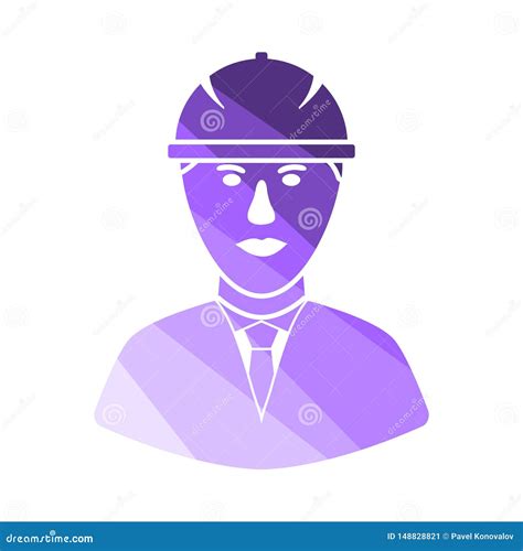 Icon Of Construction Worker Head In Helmet Stock Vector Illustration
