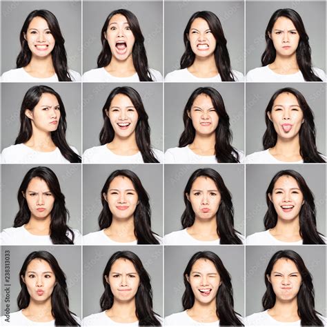 Collage With Different Emotions In Same Young Woman Stock Photo Adobe
