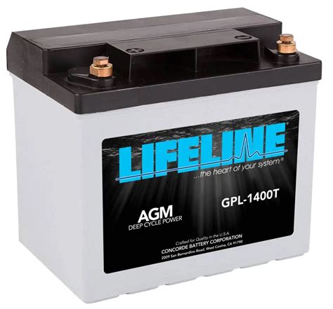 Gpl 1400t Agm Rvmarine Battery Lifeline Batteries
