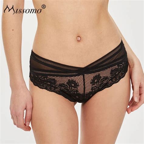 Missomo Sexy Mesh Lace Stitching Perspective Comfortable Panties Female Transparent Breathable