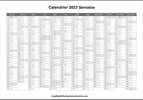 Calendrier 2023 Par Semaine The Imprimer Calendrier