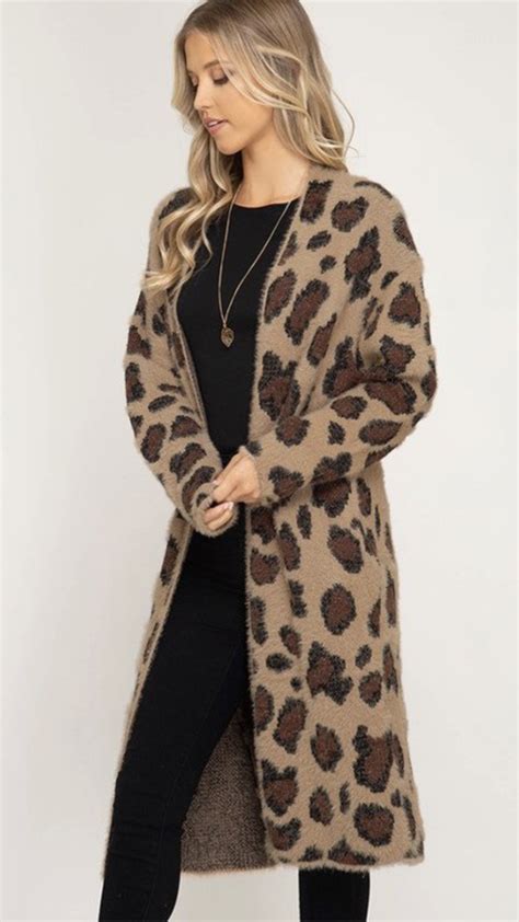 the luxe fuzzy knit leopard cardigan long sweaters cardigan long sleeve cardigan long sleeve